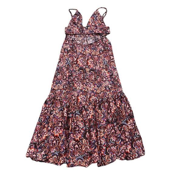 JASON WU Floral Halter Cut Out Back Tiered Maxi Dress Size L - Picture 2 of 12
